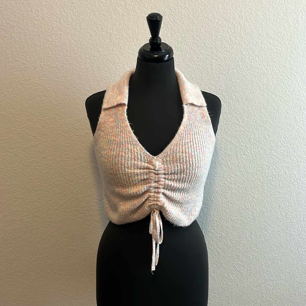 Witty Fox Pink Rainbow Sweater Crop Top Sz S